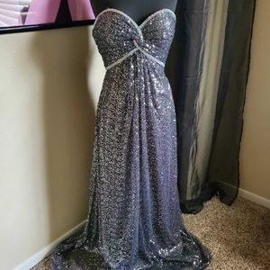 Grey Sequined Dress for Prom, Wedding, Party